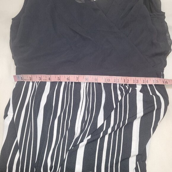 NWT Bar III Draped-Neck Black White Striped Jumpsuit Size Large - Picture 6 of 8